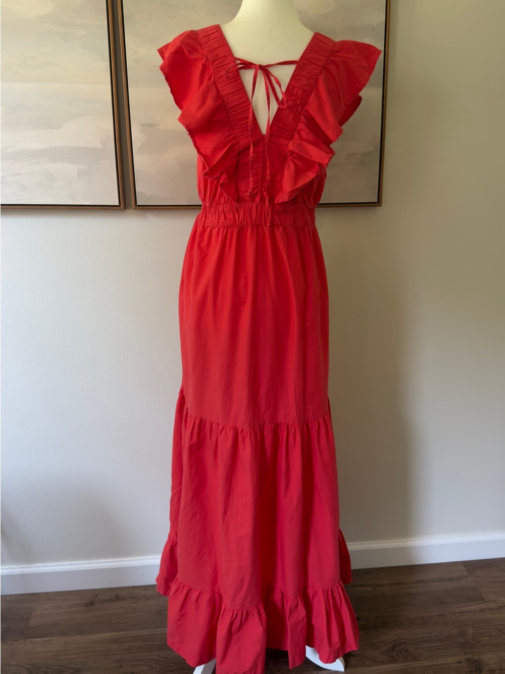 Japna Red Ruffle Tiered Maxi Dress - Picture 2 of 3